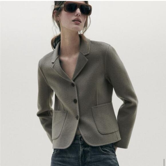 Zara Double Faced Fitted Blazer Size Medium - Picture 8 of 13